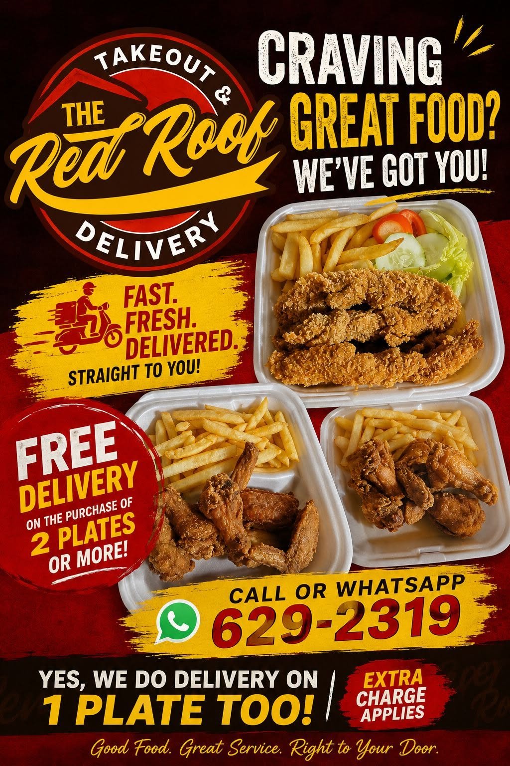 The Red Roof menu flyer
